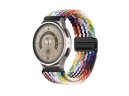 Pulseira De Nylon Trançado Com Fecho Magnético Para Huawei Gt6 Gt5 E Samsung Watch7, Respirável E Elástica, Arco Íris