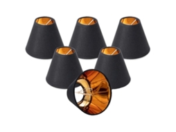 Conjunto De 6 Cúpulas E14 Pequenas, Pretas E Douradas, Para Luminárias Mesa Chão.-aquaforge
