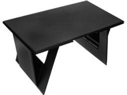 Mesa Dobrável Portátil Para Laptop, Na Cor Preta, Feita Em Madeira Maciça, Com Espaço De Armazenamento Integrado E Assento.