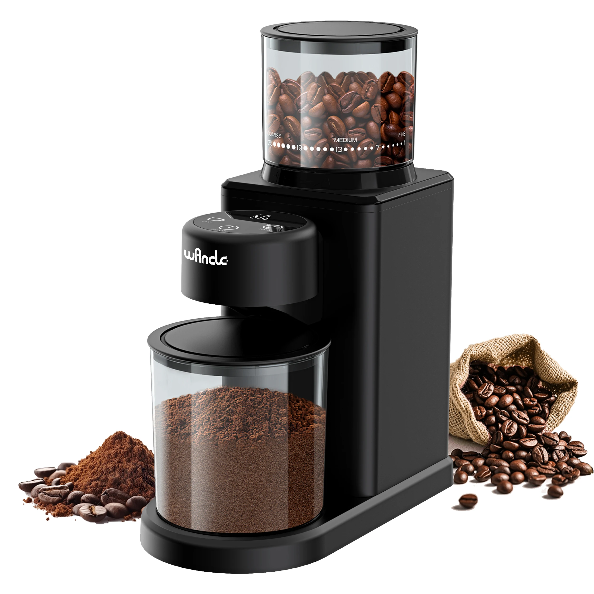 Moedor De Café Elétrico Cônico (220v), 25 Configurações De Moagem, Moagem De Modo Duplo Com Tela Sensível Ao Toque.