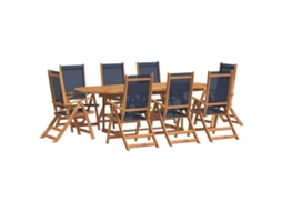 Maison Exclusive - 9 Pcs Conjunto De Jantar Para Jardim Acácia Maciça E Textilene