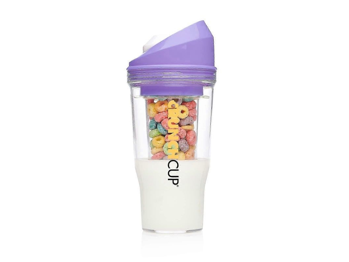 Taza Portátil De Cereal Plástico Para Desayuno En Viaje Con Contenedor De Leche Separado Sin Necesidad De Cuchara O Taza Blanca Violeta