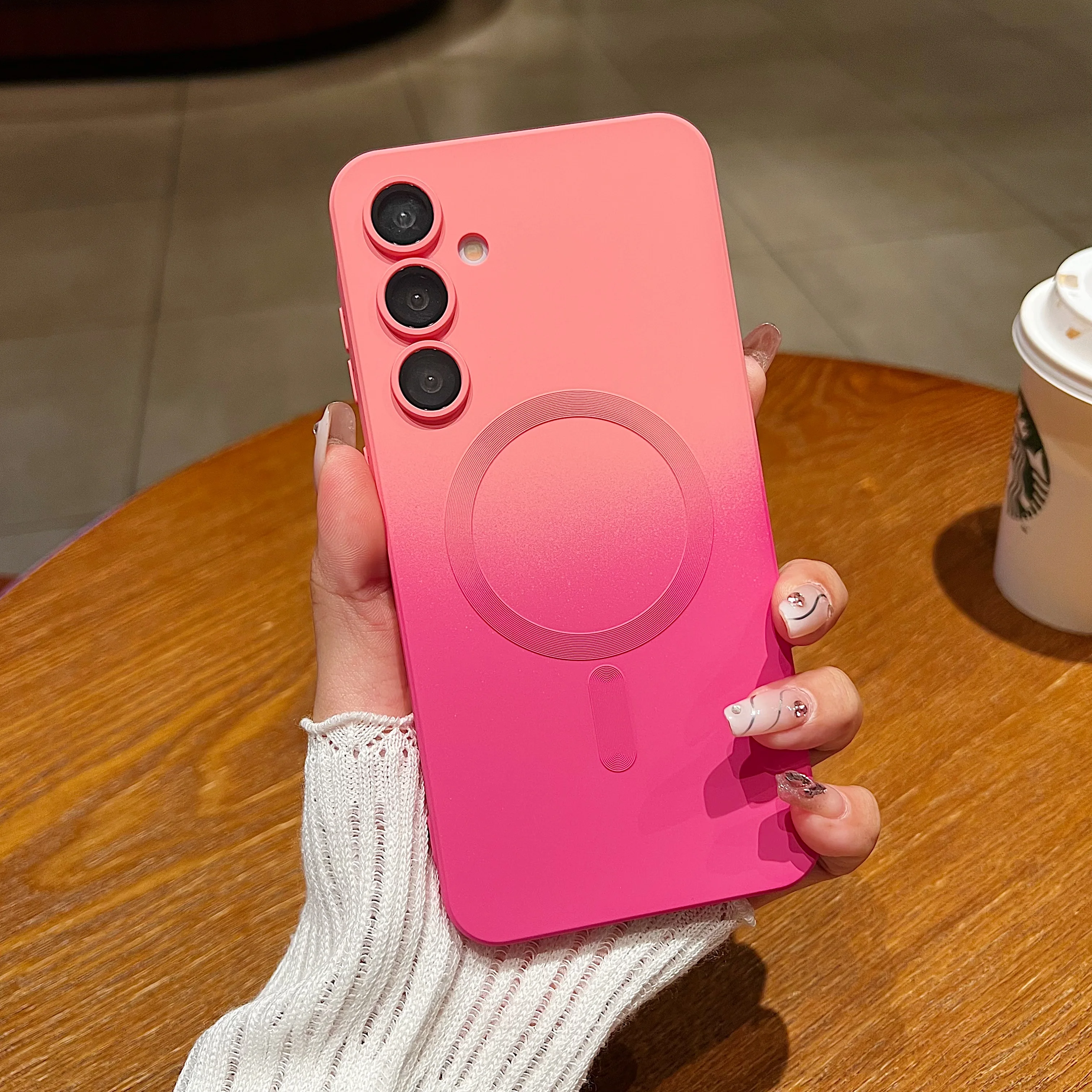 Capa Protetora Samsung Magsafe (rosa Para Galaxy Note10) Com Lente Da Câmera Em Degradê.
