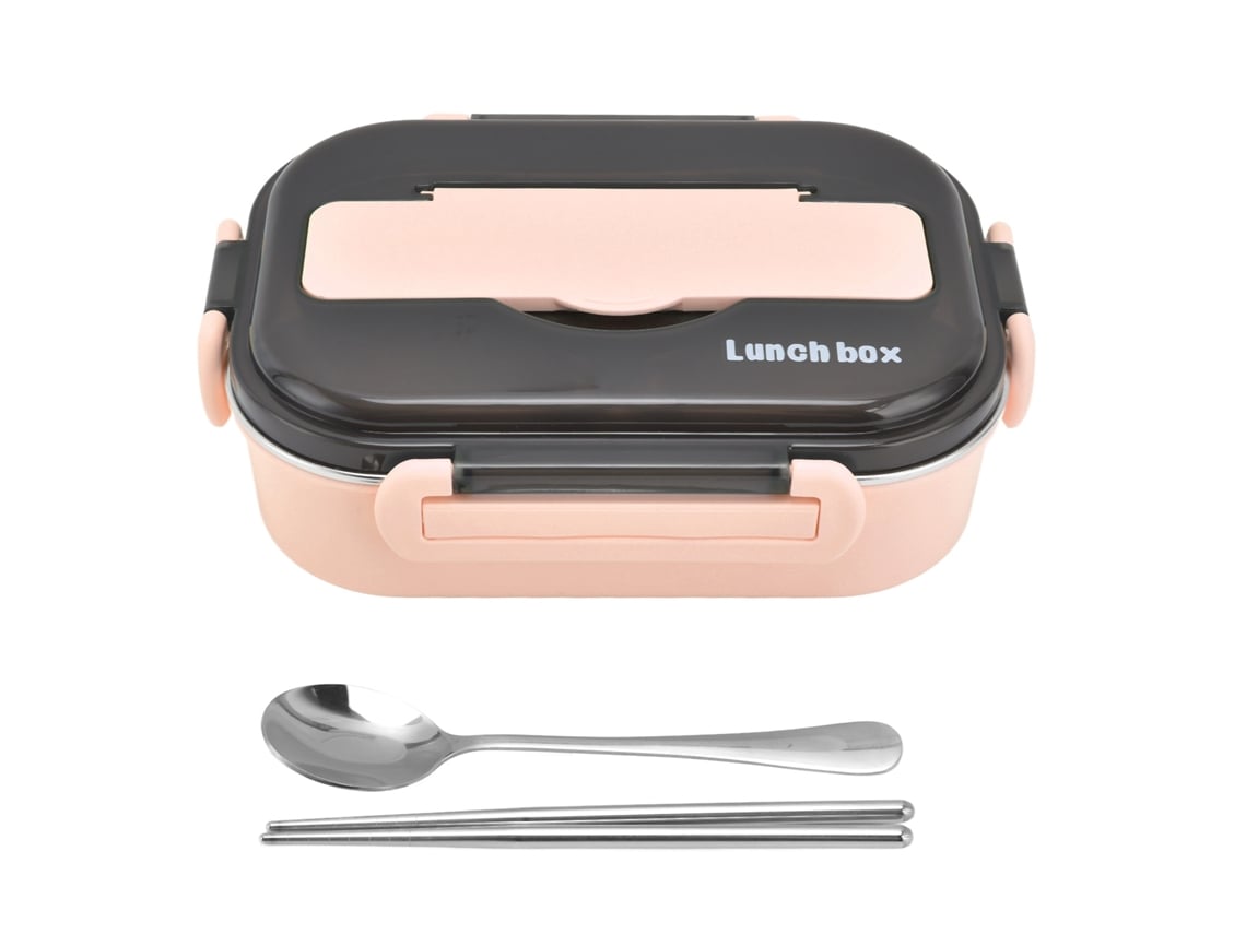 Caixa de Almoço Bento 1000ml com 2 Compartimentos Rosa
