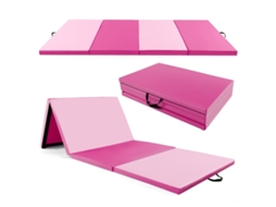 Tapete de Ginástica Dobrável 300x117x5cm, Superfície em Couro Sintético, Rosa NORTHIO