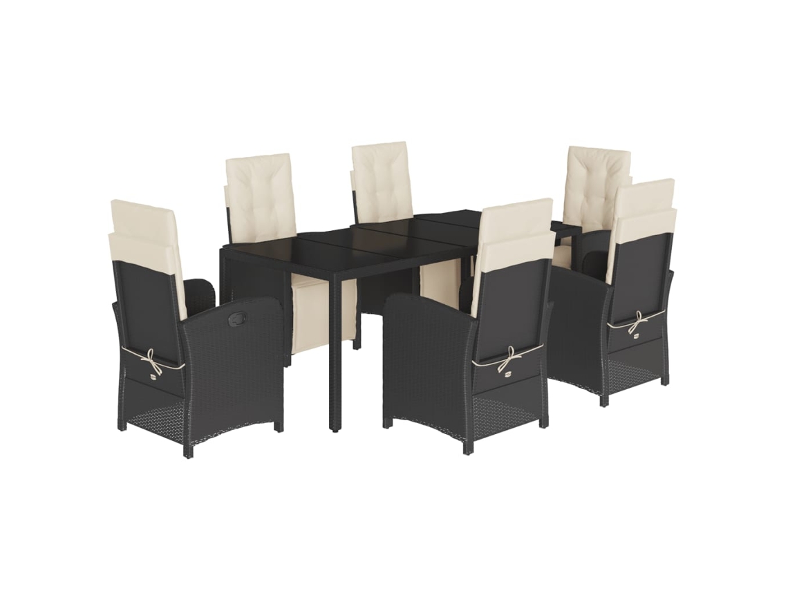 Garden Dining Set, Garden Dining Sets Vidaxl Preto Rattan / Vime (mesa Com 190 Cm De Comprimento)