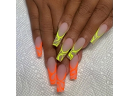 1 Peça de Tips para Unhas Modelo W044 em Rosa Fluorescente com Estilo Bailarina Geléia Incluída