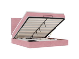 Estrutura de Cama Otomana com Colchões MAISON EXCLUSIVE Veludo Rosa 180x200 cm
