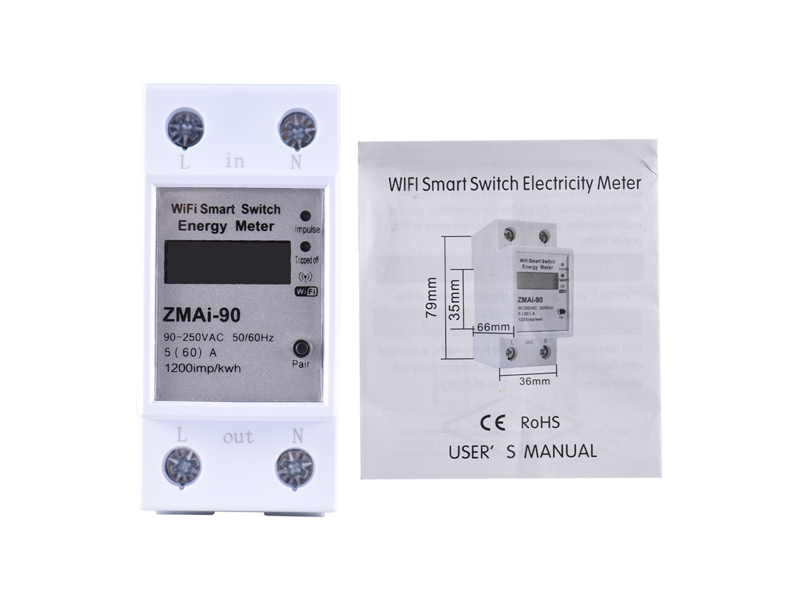 2026 Store medidor Inteligente de Energia Wifi com App Ty Control de Corrente Monofásico Din Rail Lcd Medidor de Consumo Elétrico