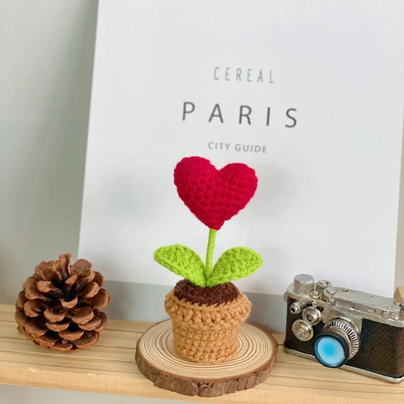 Lindos Vasos De Plantas De Crochê E Plantas Artificiais De Tricô.