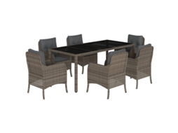 Conjunto de 7 Jantar para Jardim com Almofadões Vime Pe Cinza MAISON EXCLUSIVE