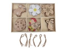 Conjunto de 30 Pirulitos de Madeira de Páscoa com Coelhos, Flores, Galinhas e Ovos LAXISCREED
