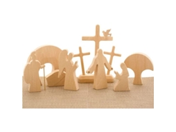 Decoração de Cena de Páscoa Nova Line em Madeira com Nascimento de Jesus