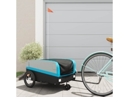 Vidaxl Reboque Para Bicicleta 45 Kg Ferro Preto E Azul