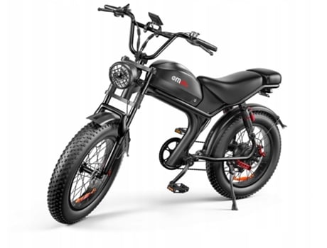 Bicicleta Eléctrica EMOKO C93 1000W Bateria Amovível 48V 20Ah 55Km/H Suspensão Total 7 Velocidades Shimano Roda 20''Big Tyre-Preto