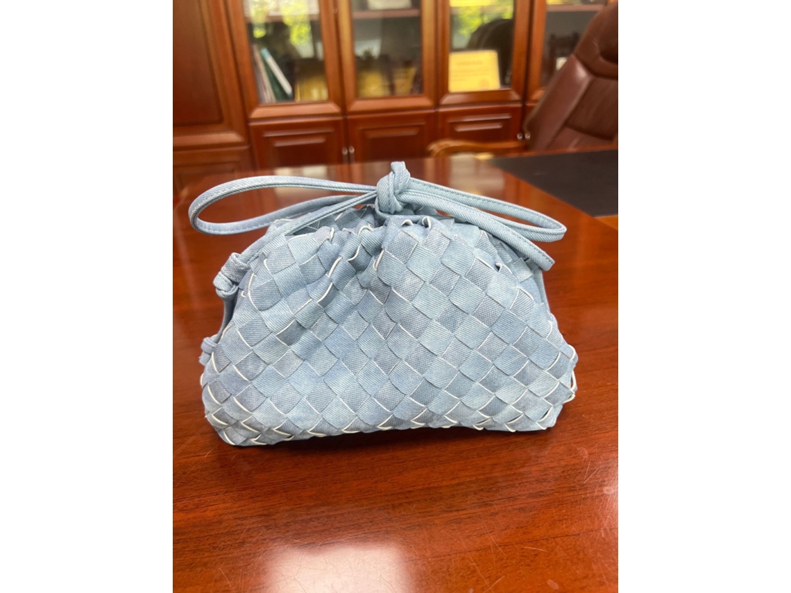 Bolsa Nuvem de Tecido, Dumpling Plissada, Tote azul Jeans AQUAFORGE