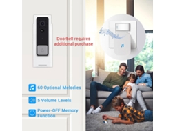 Lurelia Videoporteiro Inteligente, Wi-fi, Sem Fios, 5v, Instalação Rápida