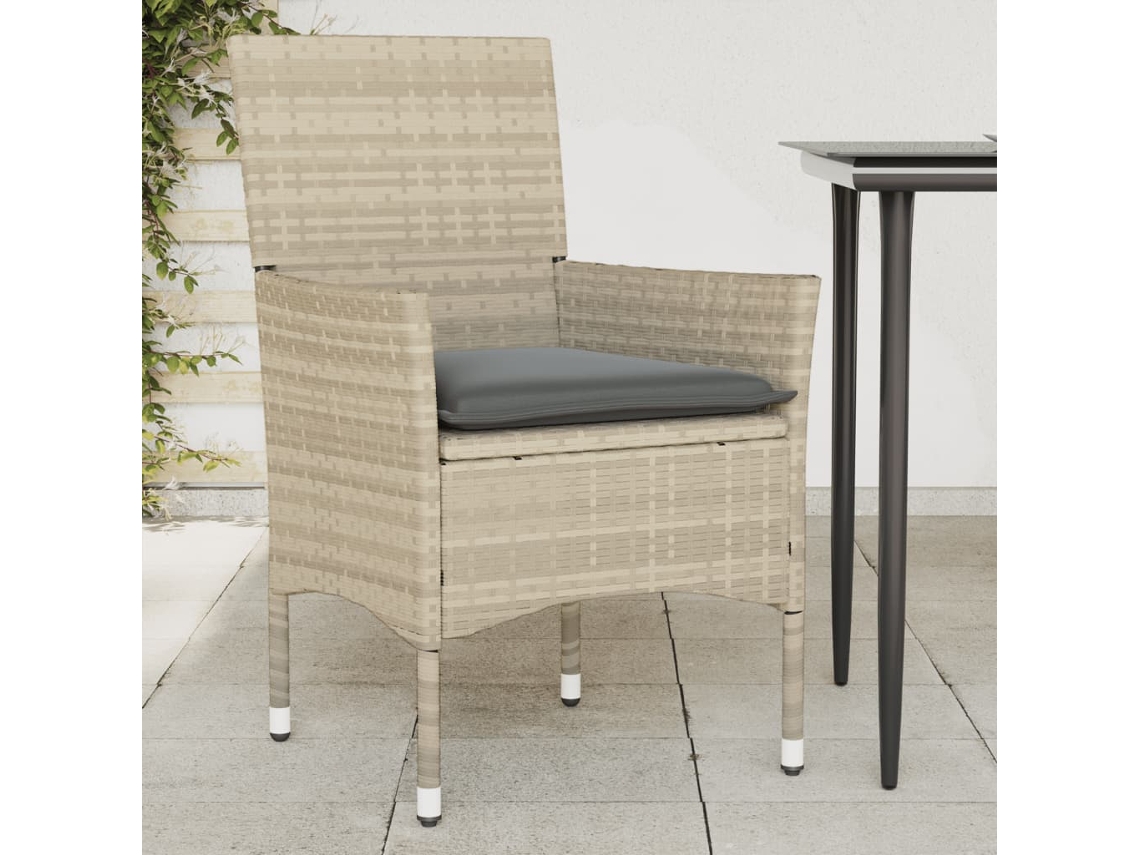 Vidaxl Cadeiras De Jardim Com Almofadões 2 Pcs Vime Pe Cinzento-claro