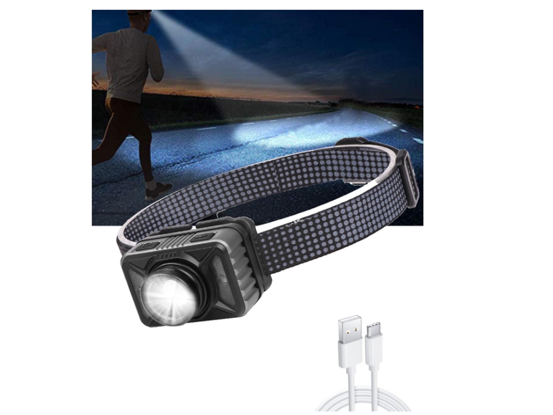 Luz de Faixa de Cabeça Ajustável de Led,YIZHOOD Lantern-0211 Tocha de Segurança para Acampamento com As Mãos Livres Preta YIZHOOD