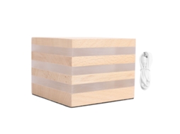 Lâmpada de mesa de madeira cubo LED sem fio USB para quarto mesa de cabeceira escritório | S/MARCA