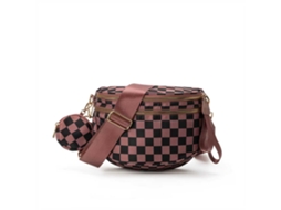 Bolsa de Ombro/transversal Impermeável xadrez Marrom YUNZII