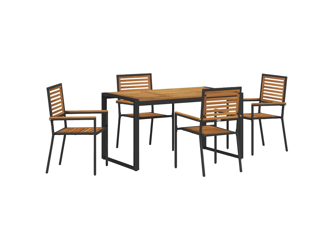 Maison Exclusive - Conjunto De Jantar Para Jardim 5 Pcs Preto E Marrom Vime Pe