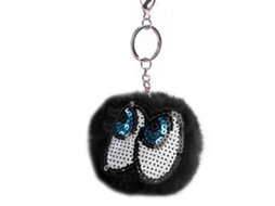 Chaveiro De Pelúcia Olhos De Bola Fuzzy Pingente De Liga