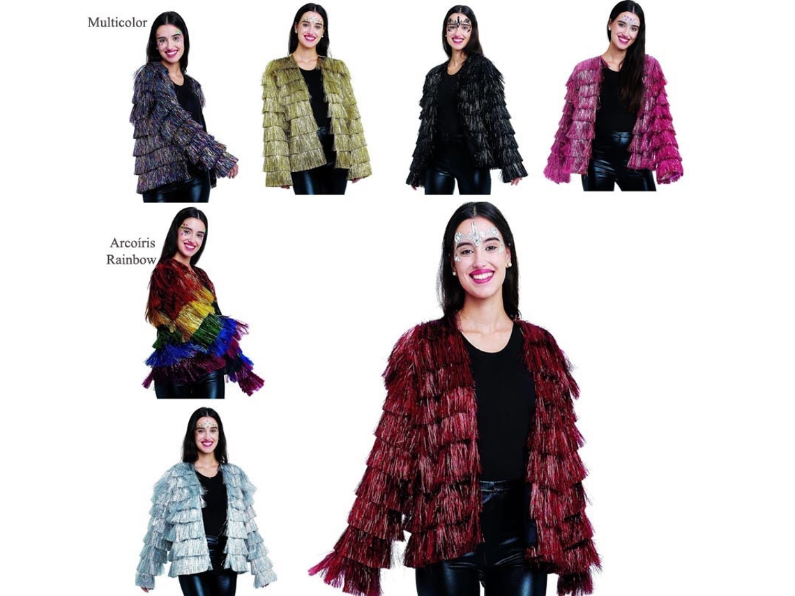 Casaco com franjas em várias cores para mulher