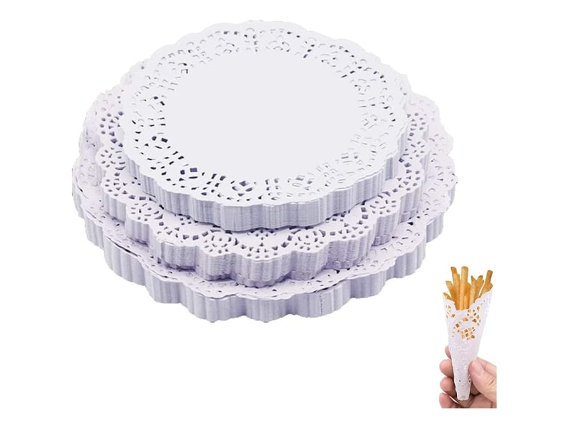 300 Folhas De Papel Rendado Branco, Para Bolo (branco)