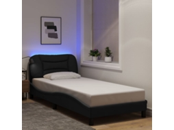Estrutura De Cama Com Led Sem Colchão 90x190 Cm Tecido Preto