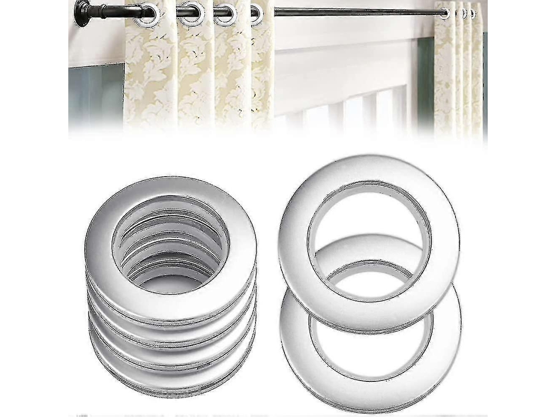Rebe 50 Anéis de Plástico para Cortinas com Olhos 40mm Prata Mate para Varetas de Cortina Banheiro Quarto Instalação Fácil
