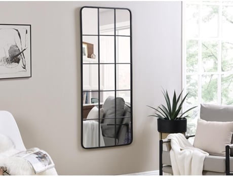 Espelho de metal industrial largura 60 x altura 140 cm preto Sciara OZAIA