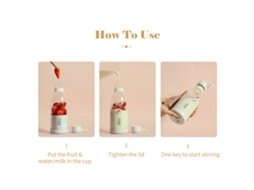 Liquidificador portátil Primerox 300ml USB, mini batedor de frutas para viagem e casa