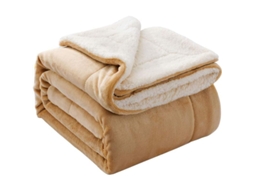 2026 manta Reversível Sherpa Flannel Suave Leve Microfibra Cama Sofá 50x60 Polegadas Bege