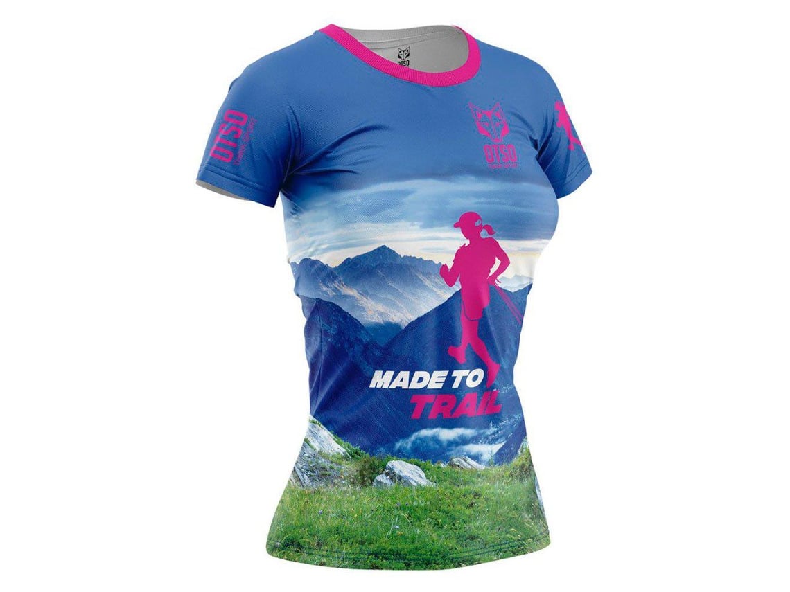 T-shirt para Mulher OTSO Made To Trail Azul para Corrida (M)