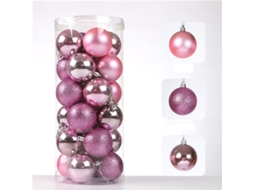 Adornos De Navidad Bolas De Plástico 6cm Para Árboles De Navidad Fiesta Hogar 24 Unidades Rosa