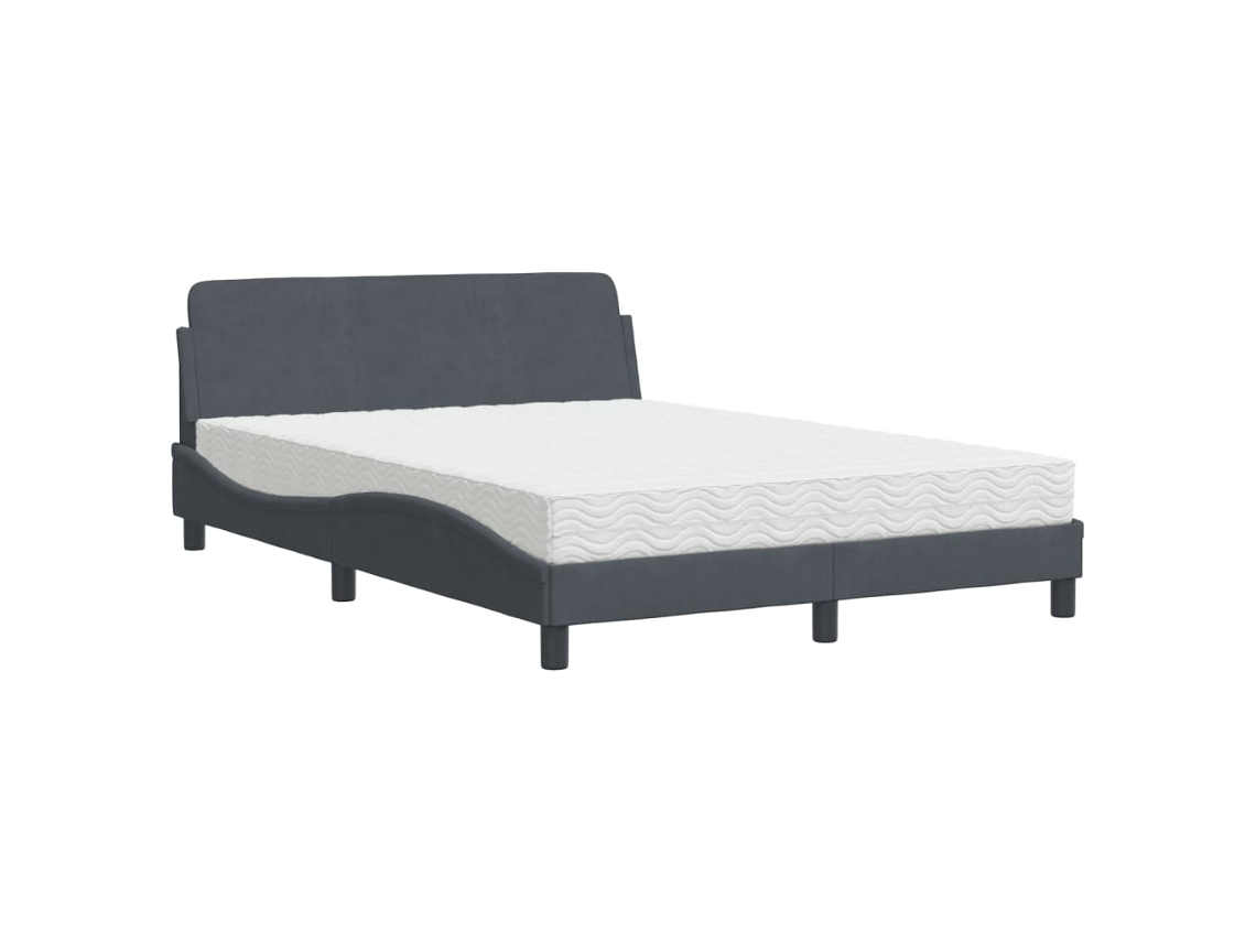 Cama com Colchão Dover 140x190 Cm Veludo CINZENTO ESCURO MAISON EXCLUSIVE