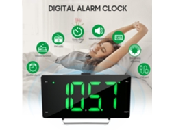 Relógio despertador digital TUYA com rádio FM, alarme duplo, 2 portas USB e display de 9 polegadas