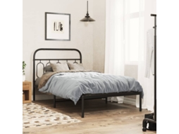 Vidaxl Estrutura De Cama Com Cabeceira 100x190 Cm Metal Preto