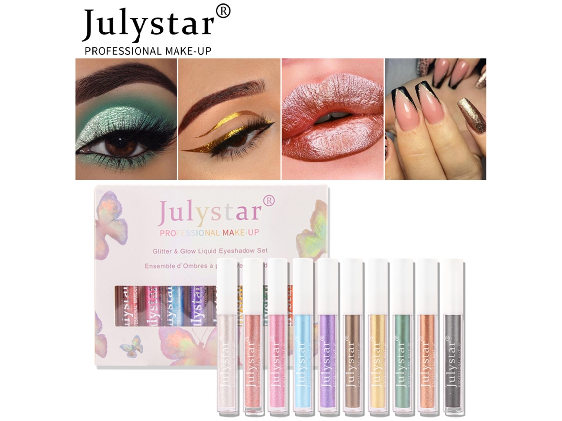 10pcs Sombras De Ojos Líquidas Con Glitter Brillo Largo Duración 2.5ml