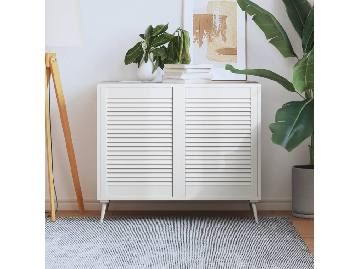 Vidaxl Portas De Armário 2 Pcs Design De Persiana Pinho Maciço Branco