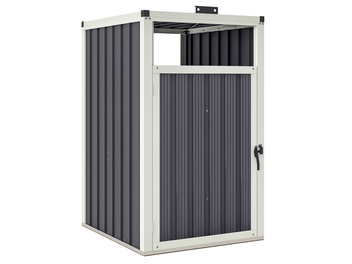 Abrigo Para 1 Compartimento 240l Tampa Externa De Lixo 180° Tampa Levantável Aço Galvanizado 73 X 81 X 122 Cm Cinza Escuro Xx