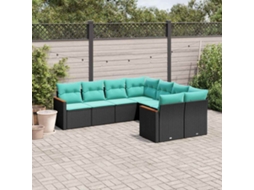 Vidaxl Conjunto De Sofá De Jardim Com 8 Peças E Almofadas Em Rattan Sintético Preto
