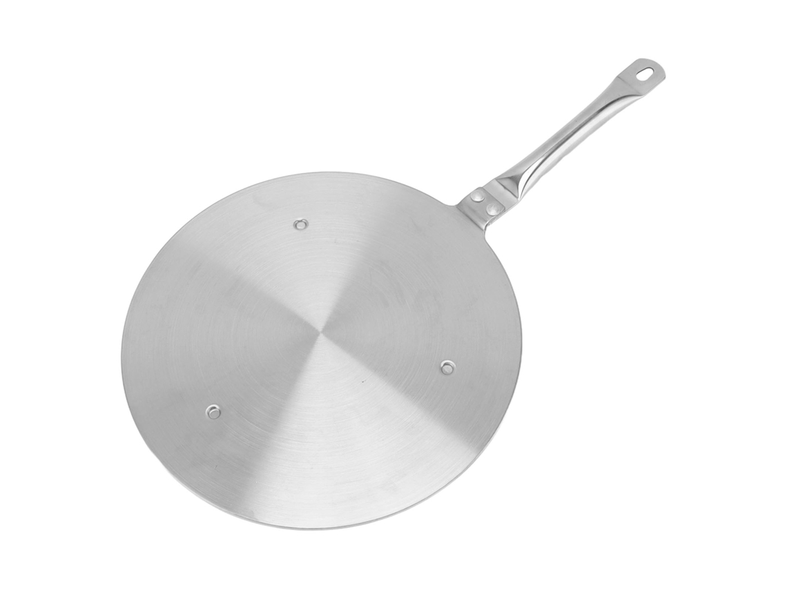 Placa dissipadora de calor de aço inox de 24cm para fogão de indução com manípulo anti escaldante