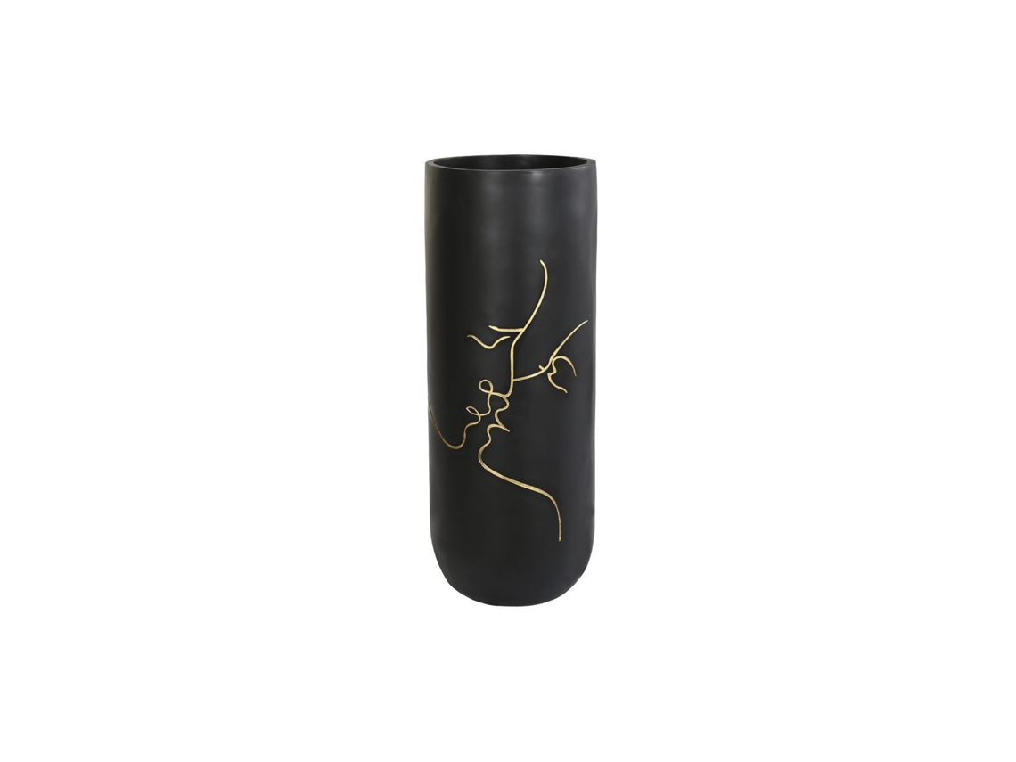 Vaso em Resina Preta Fosca em Formato de Beijo, 35x35x90cm ALEXANDRA HOUSE LIVING