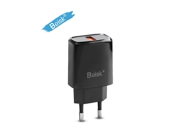 Carregador Rápido Do Qc Da Tomada Da Ue Da Porta Usb Única Do Beisk, Adaptador De Alimentação Portátil Preto