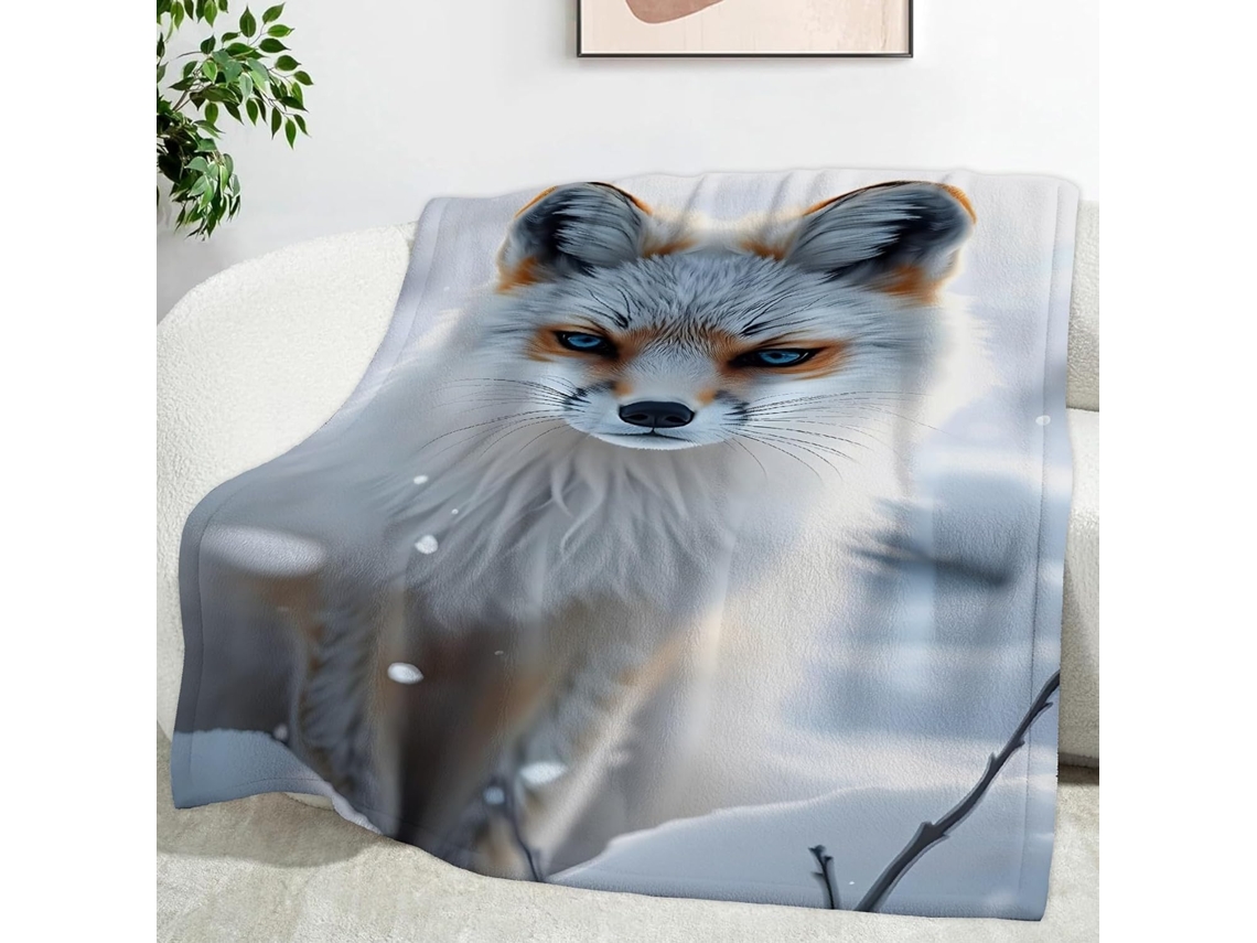 Manta Floco de Neve Raposa Vermelha 100x130 Cm Flanela Multifuncional Macia e Aconchegante para Cama Cobertor
