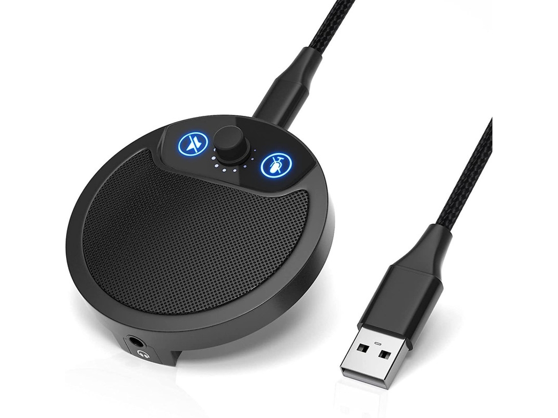 Microfone Conferência Usb Omnidirecional Botão Yizhood Preto