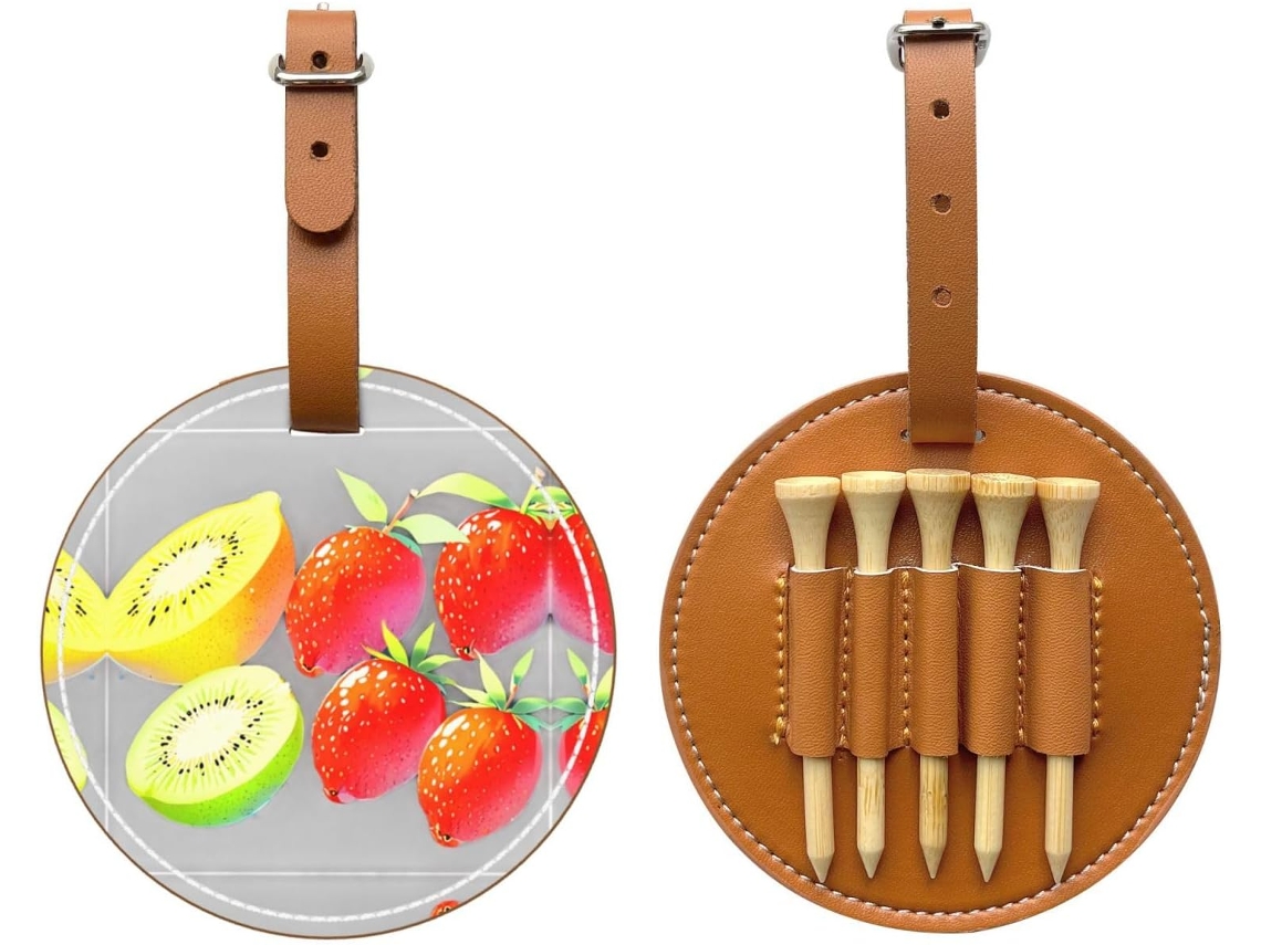 Bolsa para Tees de Golfe Estampa Morango e Limão, Preta | S/MARCA