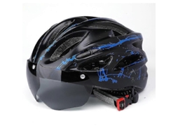 Capacete de ciclismo TAISHENGDA com óculos magnéticos, ajustável, com visor